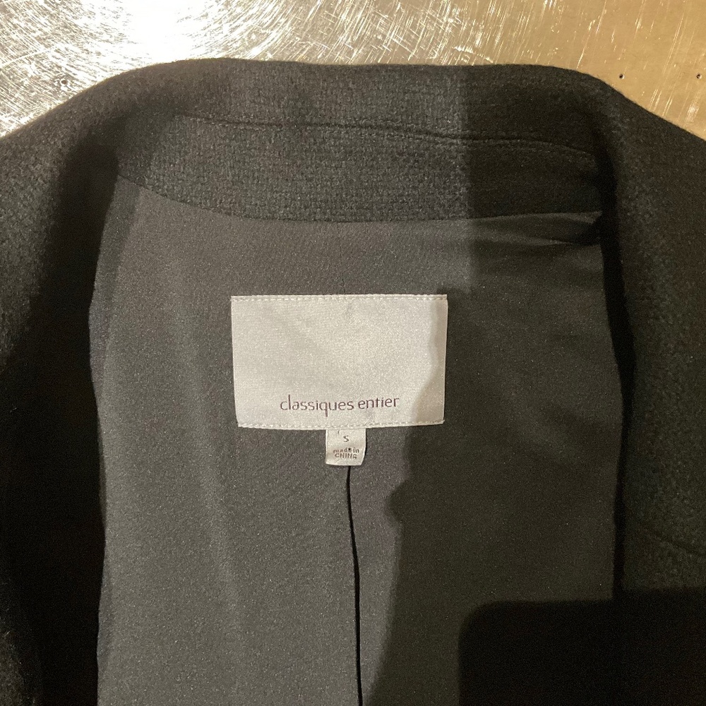 Awesome wool black jacket, Classiques Entier, size small. Great for fall.
